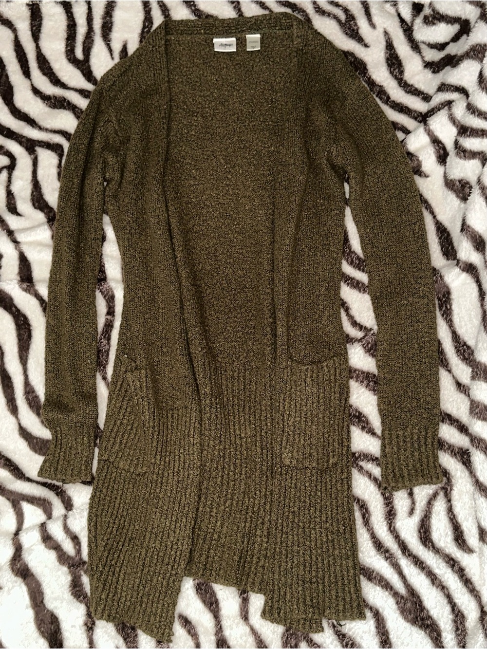 Daytrip Olive Open-Front Knit Cardigan